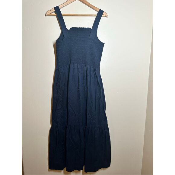 Everlane Navy Blue The Gauze Smocked Dress Size Medium - Picture 5 of 5